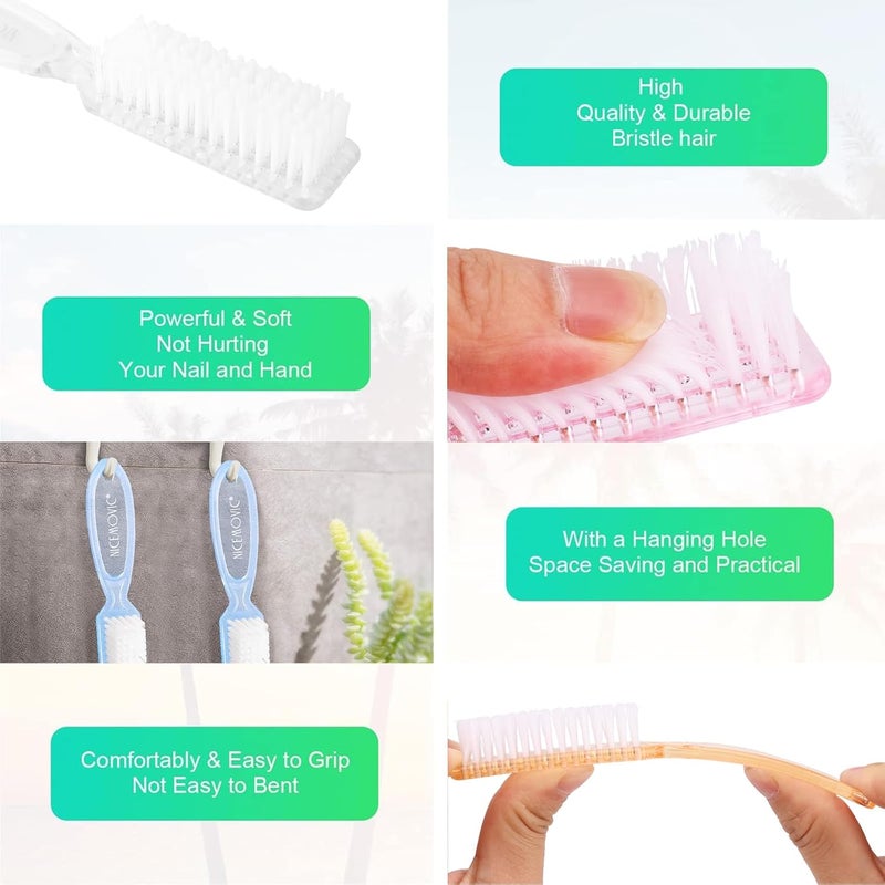 NICEMOVIC 20 Pcs Nail Brush for Cleaning Fingernails, Handle Grip Nail Scrubber Brush, Hand Fingernail Cleaner Brush Manicure Tools Scrub Cleaning Brushes, Use for Toe and Nail Cleaning (Clear) - Image 5